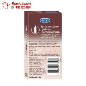 Durex chocolate flavoured, Durex Extra Thin Intense Chocolate Flavoured Condoms for Men, 10 condoms