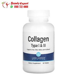 Lake avenue nutrition collagen supplement, hydrolyzed collagen peptides Type I & III, 1000 mg 60 Tablets