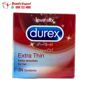 ديوركس واقي ذكري رفيع لاحساس أكثر لها 3 كندوم - durex extra thin extra sensation for her 3 condoms