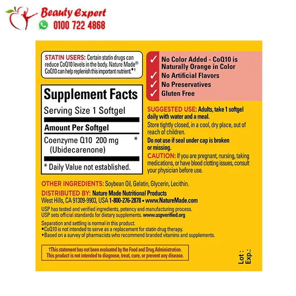 CoQ10 Dietary Supplement for Heart Health Support 200 mg – 40 Tablets - Image 2