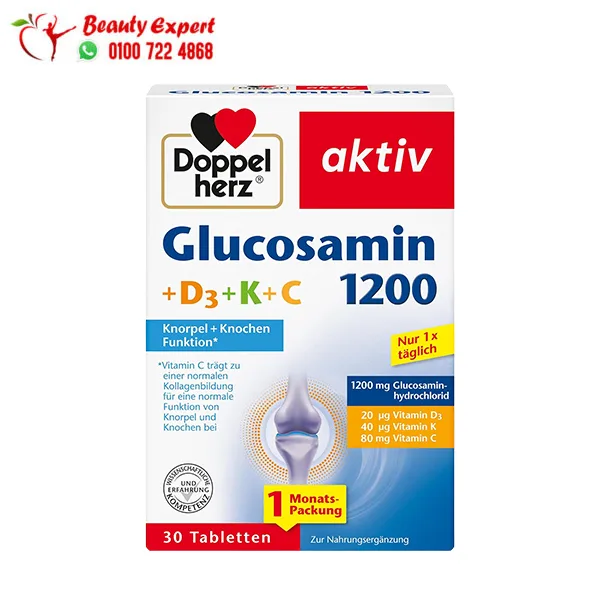Glucosamine-1200 Glucosamine 1200 mg + D3 + K + C Doppelherz Supplement for Joint & Bone Support – 30 Capsules - Image 1