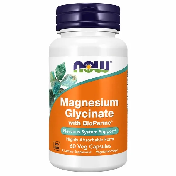 Magnesium Glycinate with BioPerine Tablets 200 mg NOW Foods 60 Tablets - Image 1