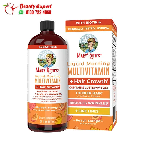 liquid-morning-multivitamin Liquid Multivitamin for Hair Growth MaryRuth's Peach Mango Flavor 450 ml - Image 1